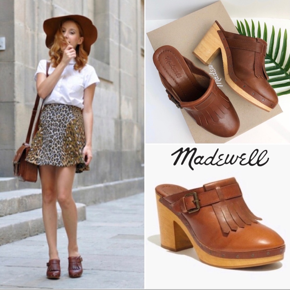 🆕 Madewell Fringed Clogs in Dark Chestnut 8.5